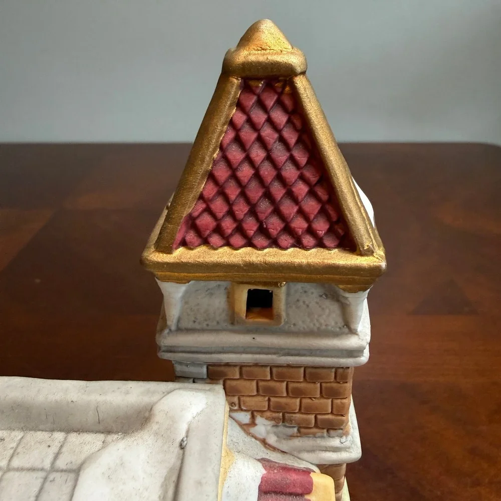 Vintage 90s Porcelain Christmas‎ Village House Lighted Victorian Brick Tower